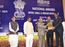 Presidential National Award presented to Shri Kirti J. Patel by Shri Pranab Mukherjee
