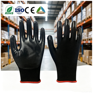 Wholesale Black Nitrile Coated Safety Work Gloves