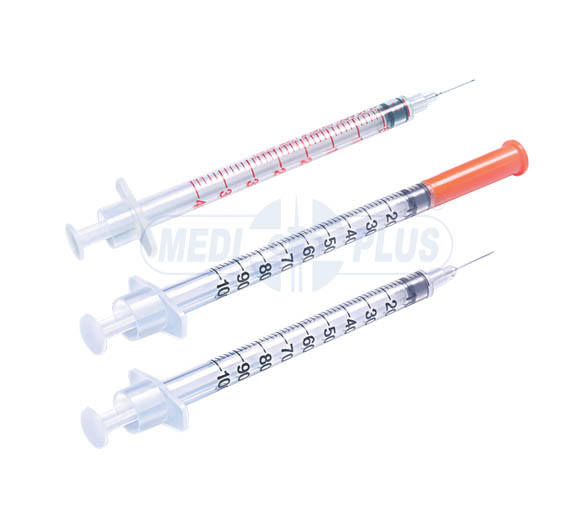 Sterile insulin syringe with integrated needle
